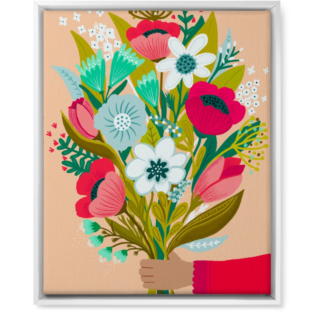 Happy Day Bunch - Multi on Pink Wall Art, White, Single piece, Canvas, 16x20, Multicolor