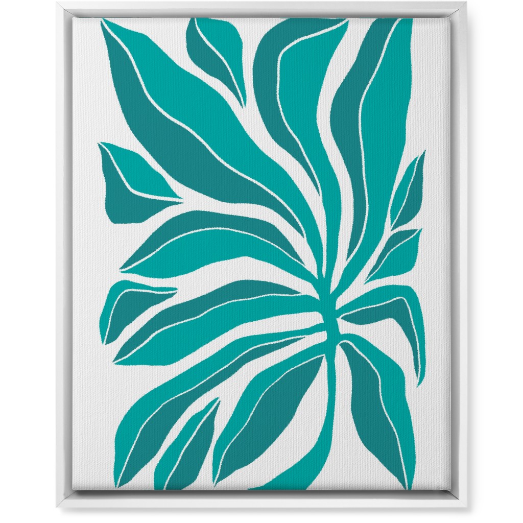 Minimalist Block Botanical Palm Leaves - Green Wall Art, White, Single piece, Canvas, 16x20, Green, Classic Green