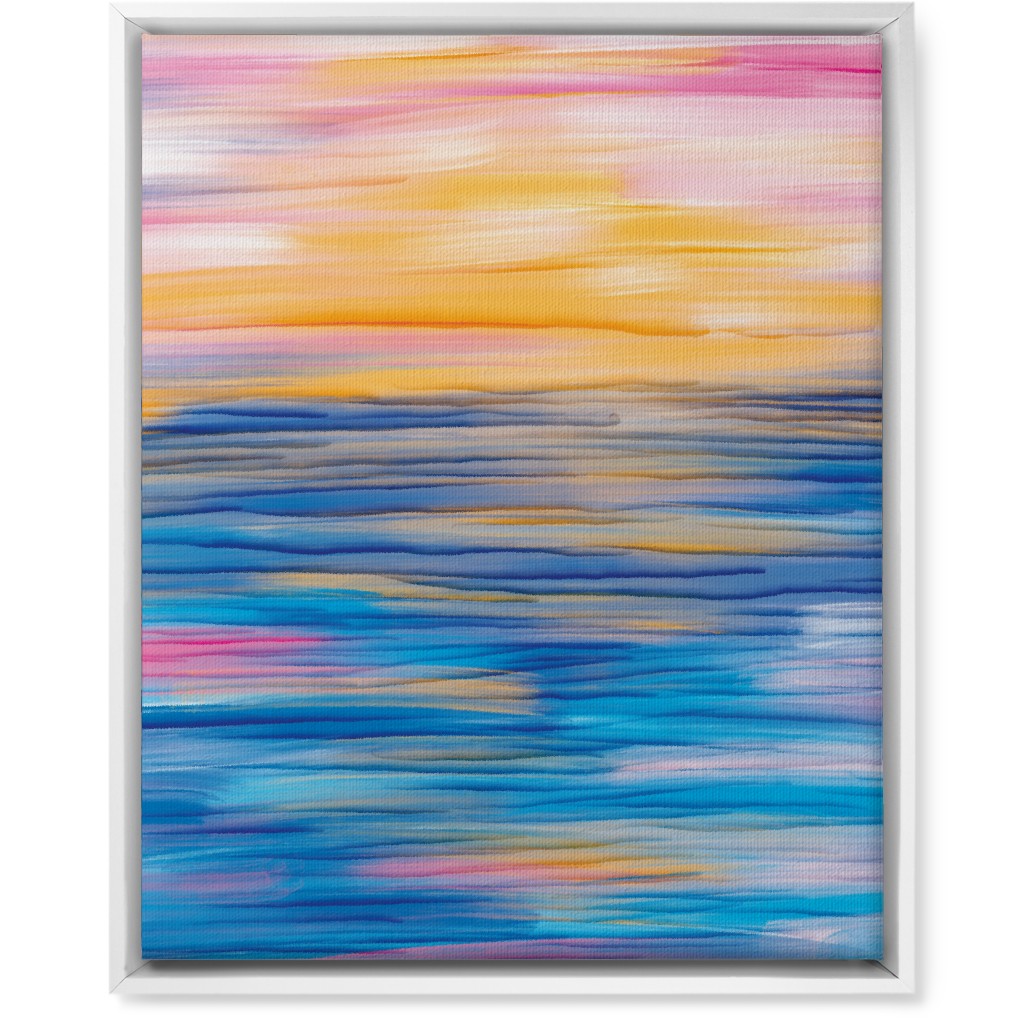 Abstract Sunset Over Water - Multi Wall Art, White, Single piece, Canvas, 16x20, Multicolor