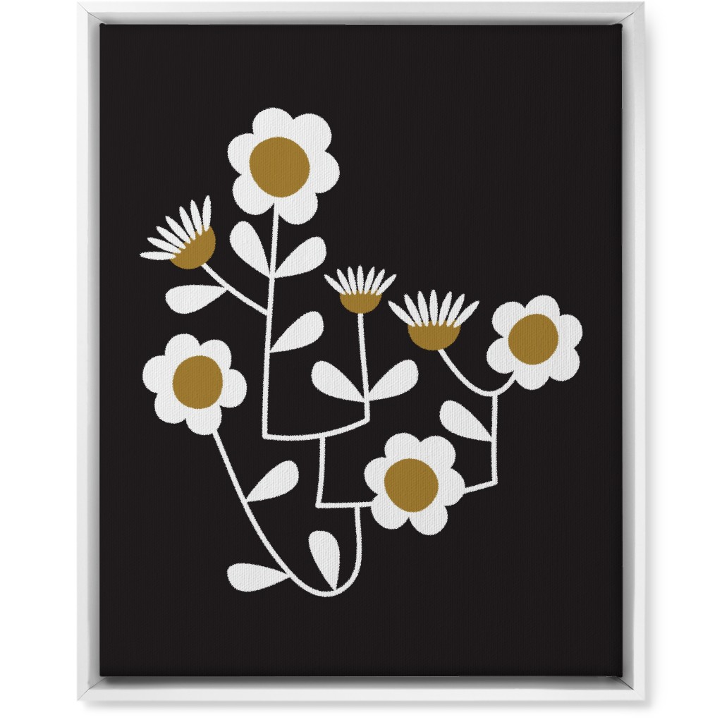 Mod Hanging Floral Wall Art, White, Single piece, Canvas, 16x20, Black