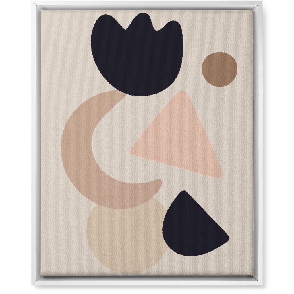 Abstract Shape Collage - Neutral Wall Art, White, Single piece, Canvas, 16x20, Beige