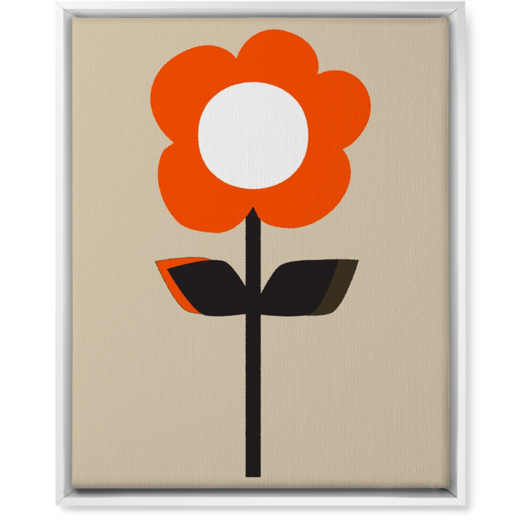 Retro Flower Wall Art, White, Single piece, Canvas, 16x20, Red, Coral