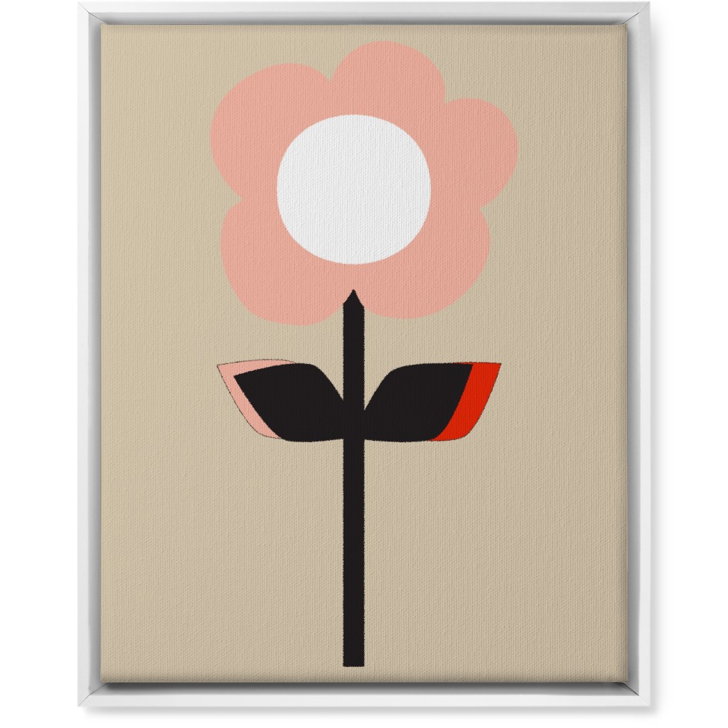 Retro Flower Wall Art, White, Single piece, Canvas, 16x20, Pink