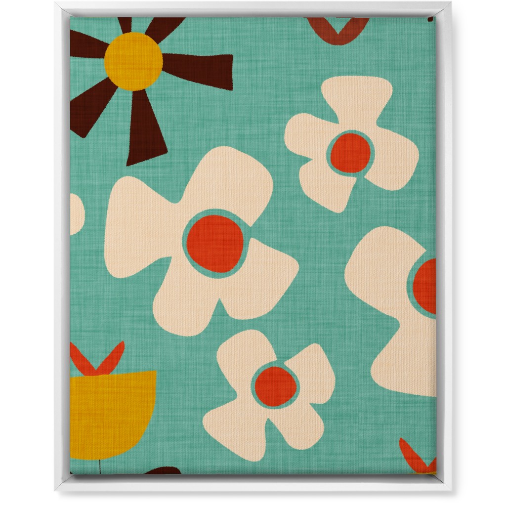 Groovy Flowers Wall Art, White, Single piece, Canvas, 16x20, Multicolor, Sea