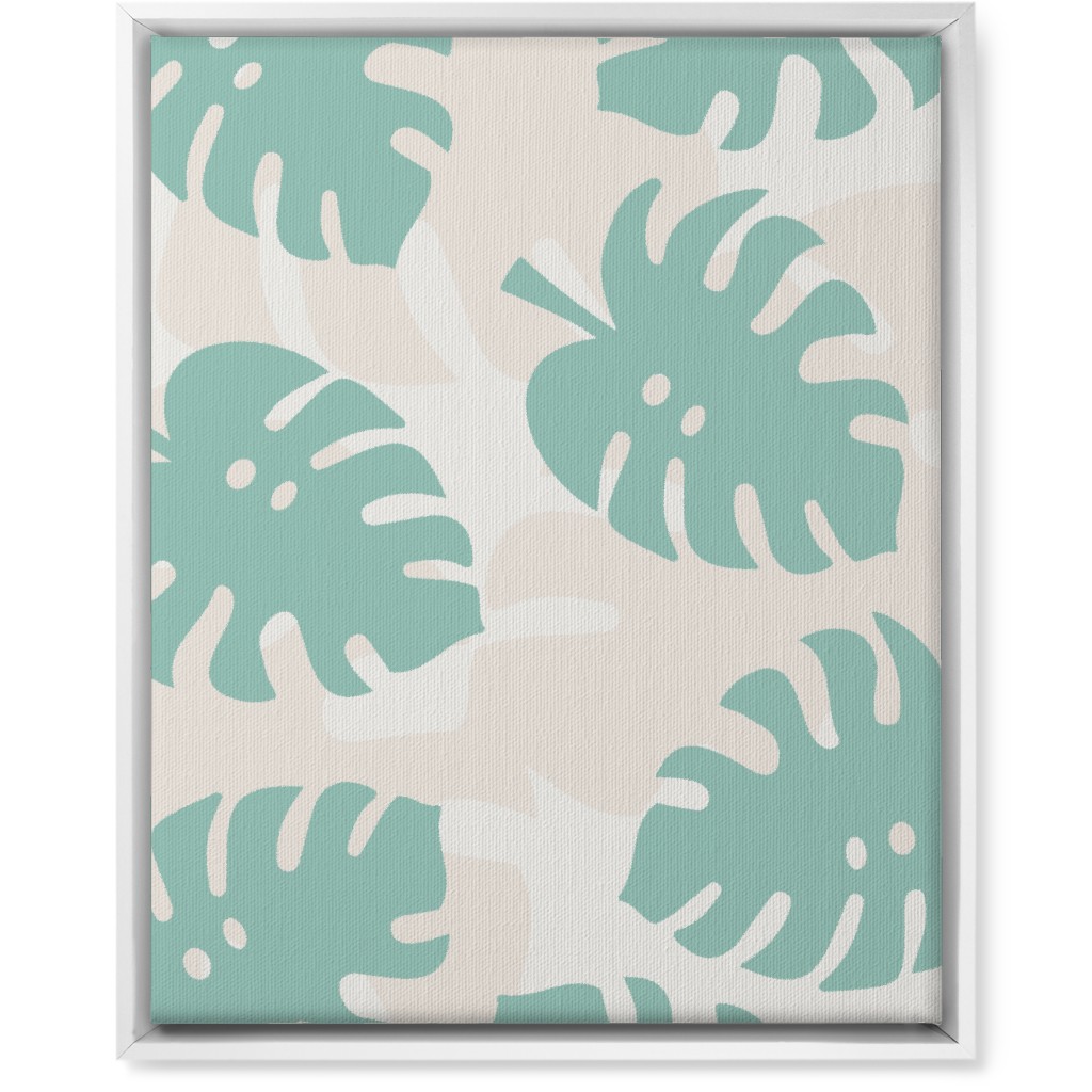 Monstera Leaves in Earth Tones Wall Art, White, Single piece, Canvas, 16x20, Green, Frost