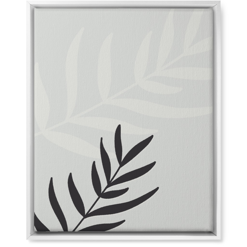 Fern Leaves in Neutral Earth Tones Wall Art, White, Single piece, Canvas, 16x20, Gray