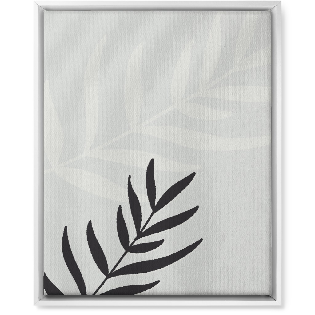 Fern Leaves in Neutral Earth Tones Wall Art, White, Single piece, Canvas, 16x20, Gray, Silver Lining