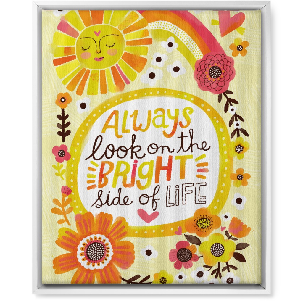 Always Look on the Bright Side of Life - Yellow Wall Art, White, Single piece, Canvas, 16x20, Yellow