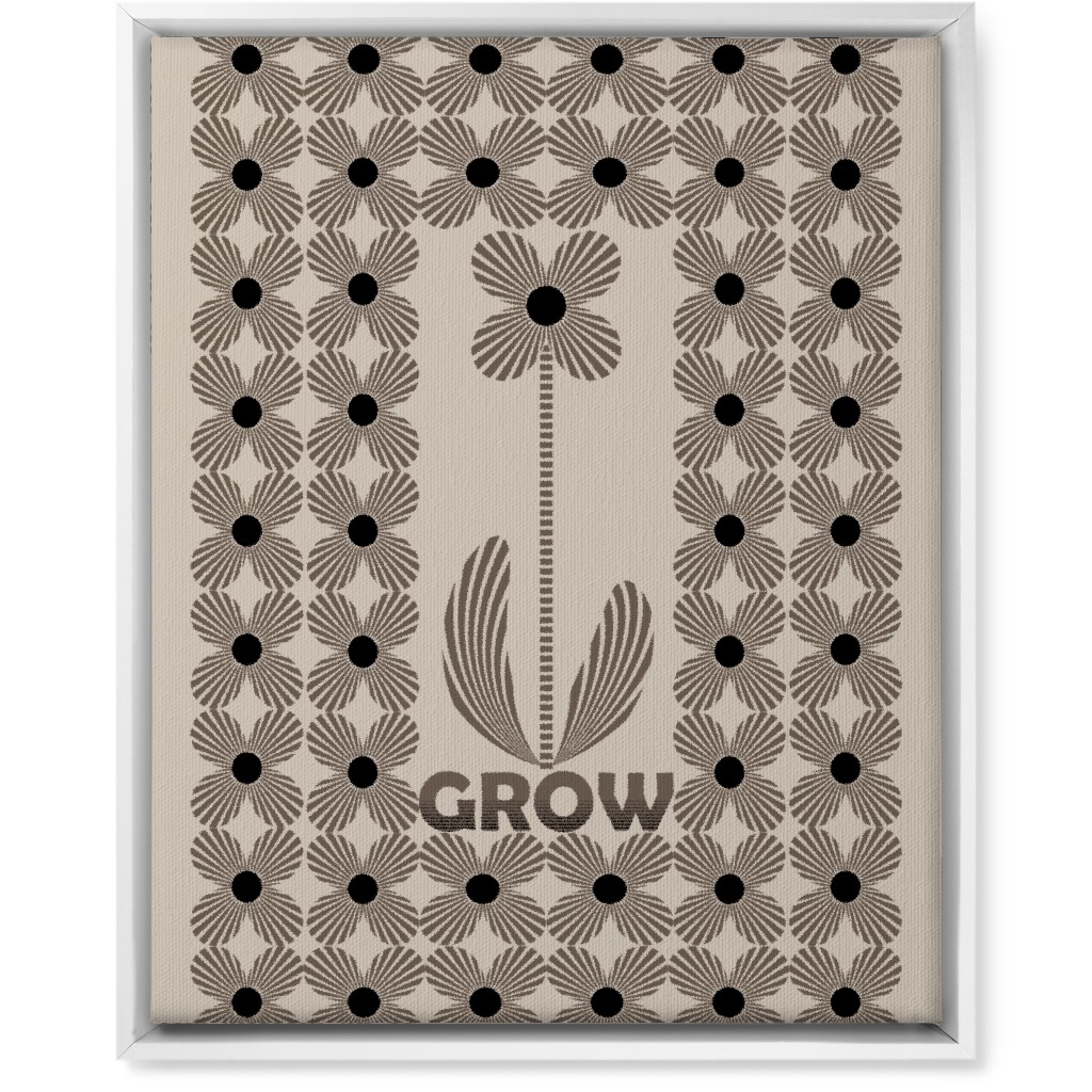 Grow Modern Flower - Beige and Black Wall Art, White, Single piece, Canvas, 16x20, Beige, Pearl