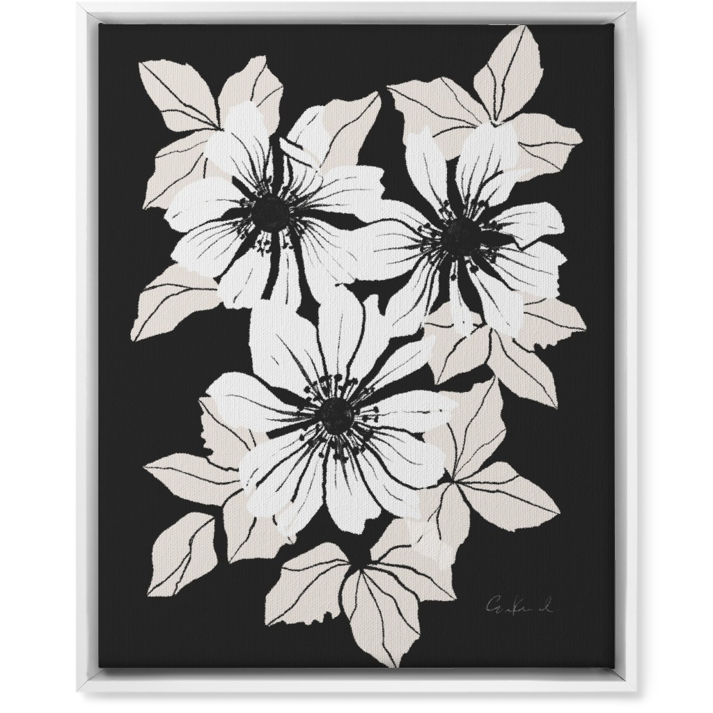 Botanical Big Anemones Wall Art, White, Single piece, Canvas, 16x20, Gray