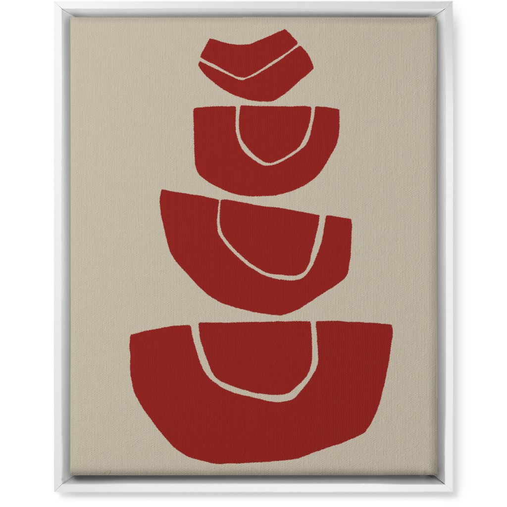 Geometric Stack Abstract Wall Art, White, Single piece, Canvas, 16x20, Red