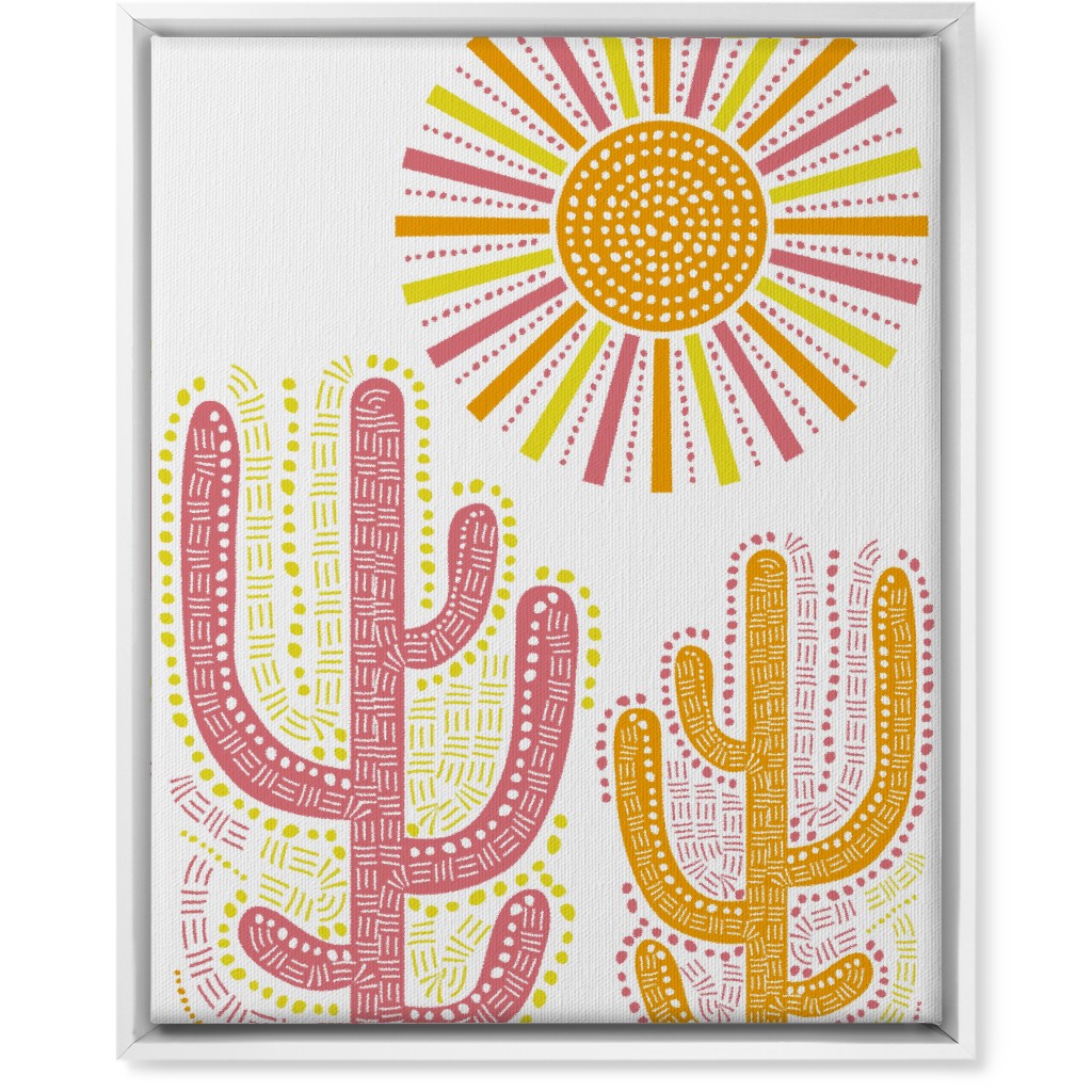 Boho Cactus and Sunny Summer - Warm Wall Art, White, Single piece, Canvas, 16x20, Multicolor