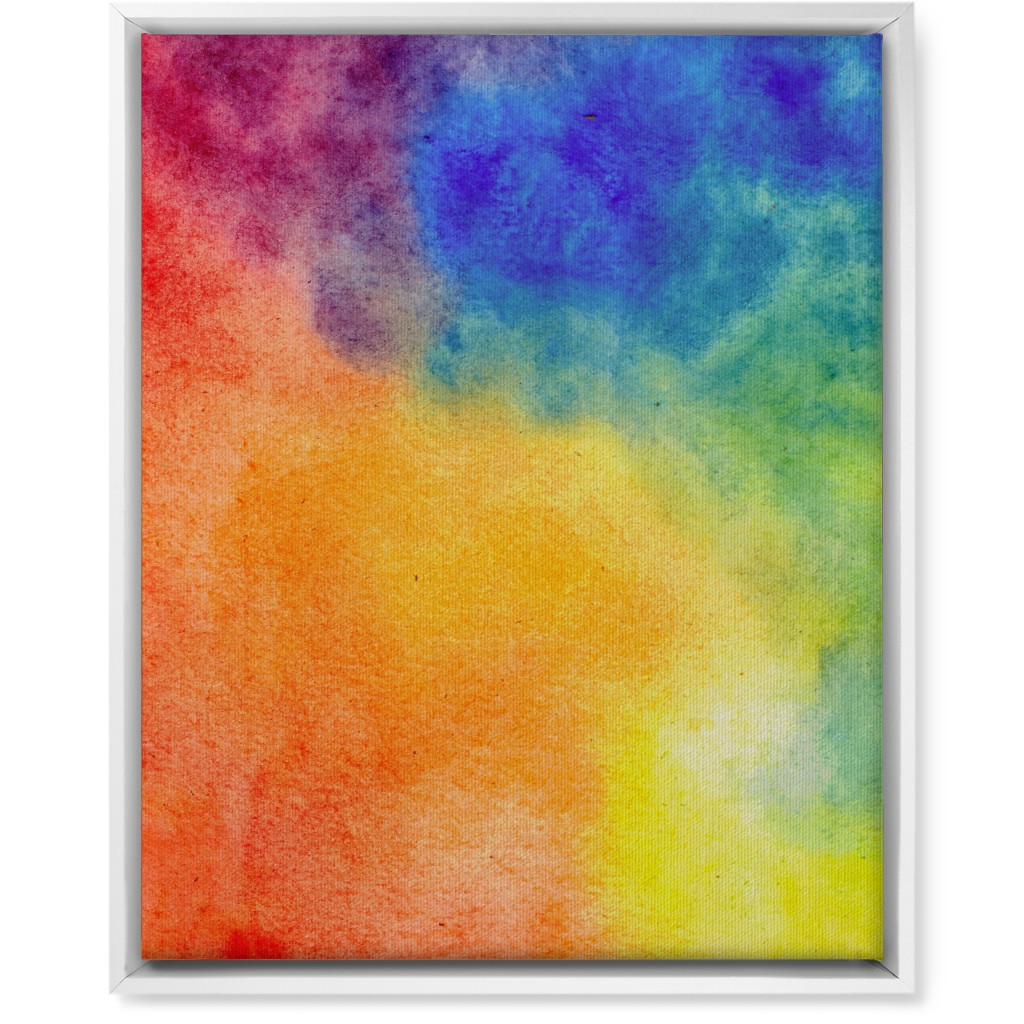 Watercolor Rainbow Abstract - Multi Wall Art, White, Single piece, Canvas, 16x20, Multicolor