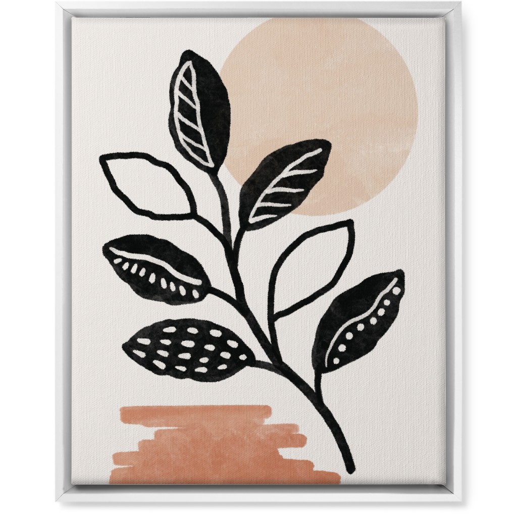 Leaves in the Moonlight Wall Art, White, Single piece, Canvas, 16x20, Beige, Tan