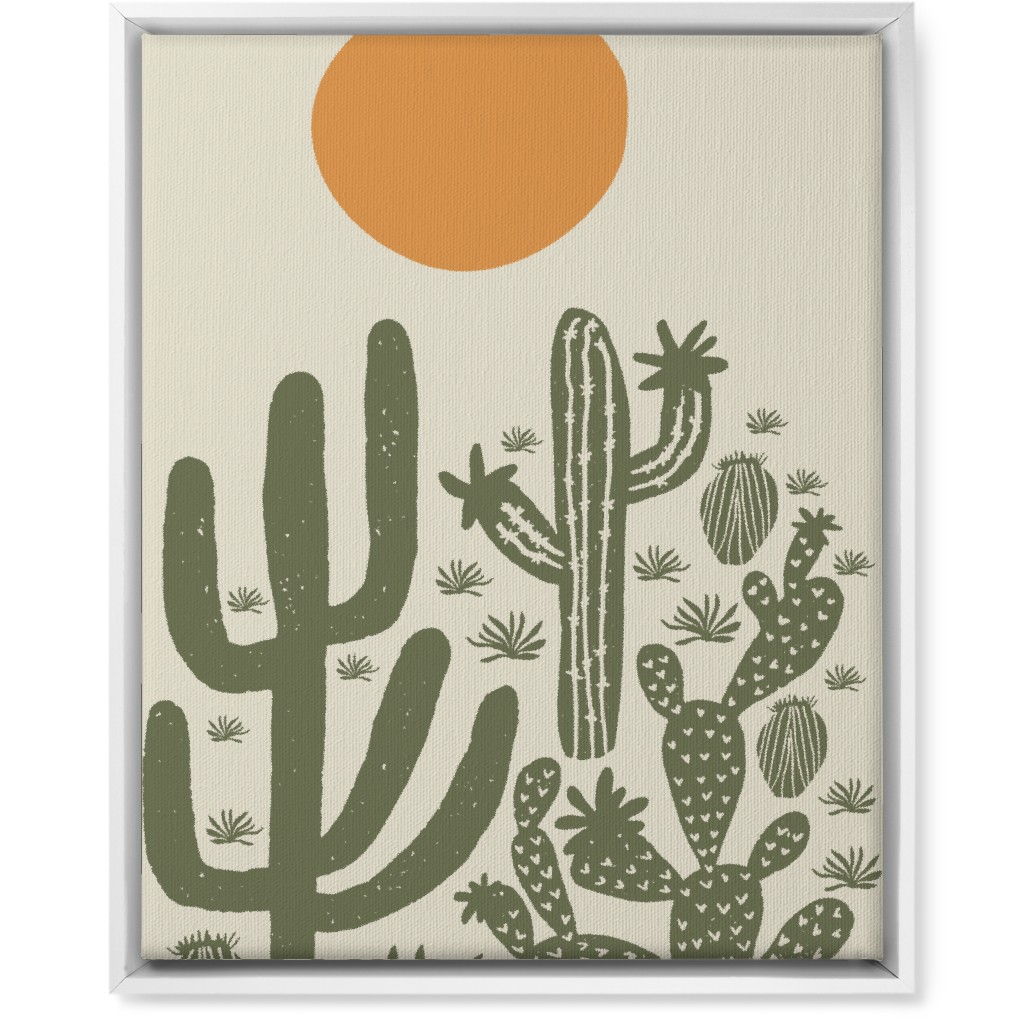Cactus - Earth Tones Wall Art, White, Single piece, Canvas, 16x20, Beige