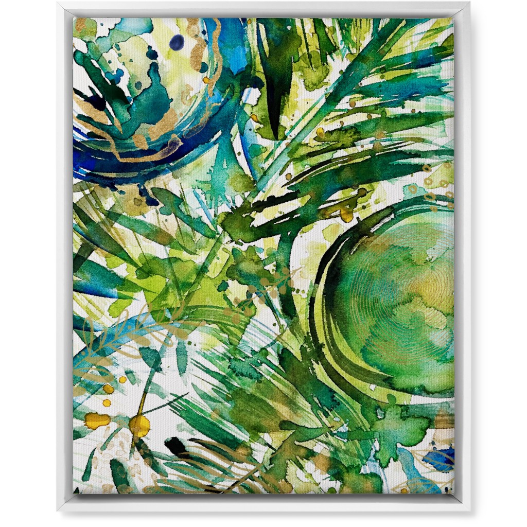 Paradise - Green and Blue Wall Art, White, Single piece, Canvas, 16x20, Green