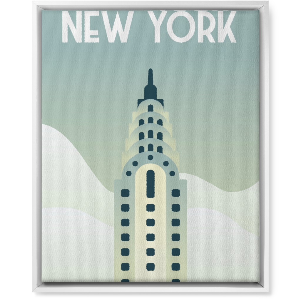 New York City Chrysler Building Wall Art, White, Single piece, Canvas, 16x20, Green