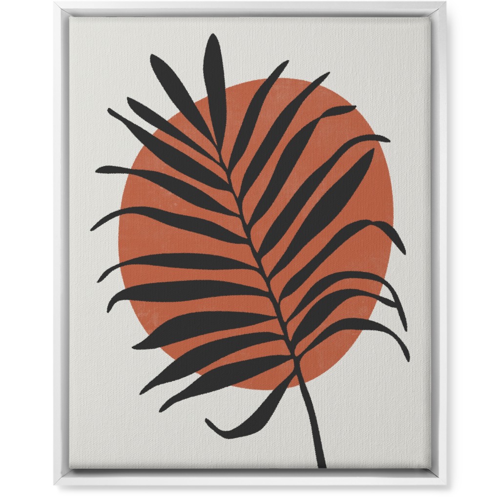 Abstract Leaf Frond - Terracotta and Ivory Wall Art, White, Single piece, Canvas, 16x20, Brown