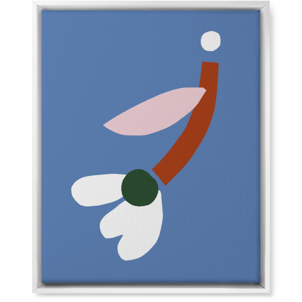 Flower - Multi on Blue Wall Art, White, Single piece, Canvas, 16x20, Blue