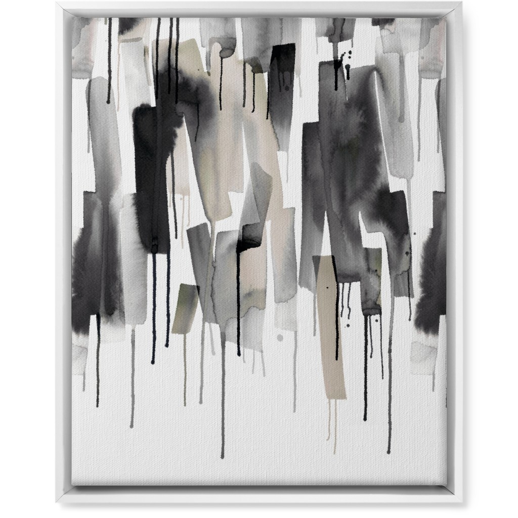 Watery Stripes Wall Art, White, Single piece, Canvas, 16x20, Gray, Smoke
