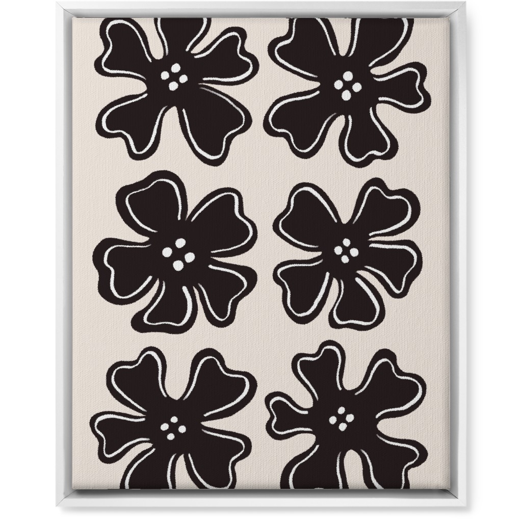 Button Flowers Wall Art, White, Single piece, Canvas, 16x20, Black, Antique White