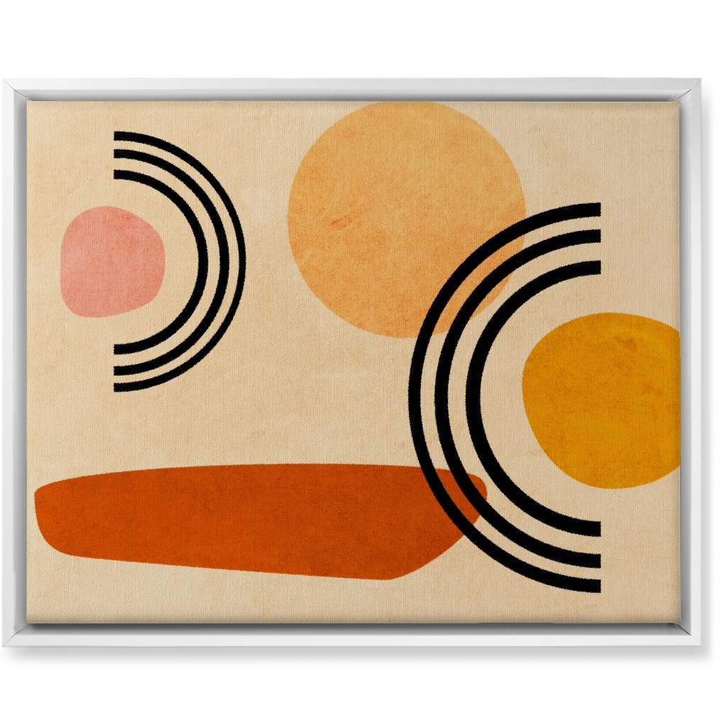 Cups & Saucers Abstract Wall Art, White, Single piece, Canvas, 16x20, Orange