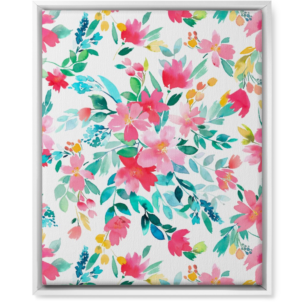 Summer Fresh Flowers - Multi Wall Art, White, Single piece, Canvas, 16x20, Pink, Bright Pink
