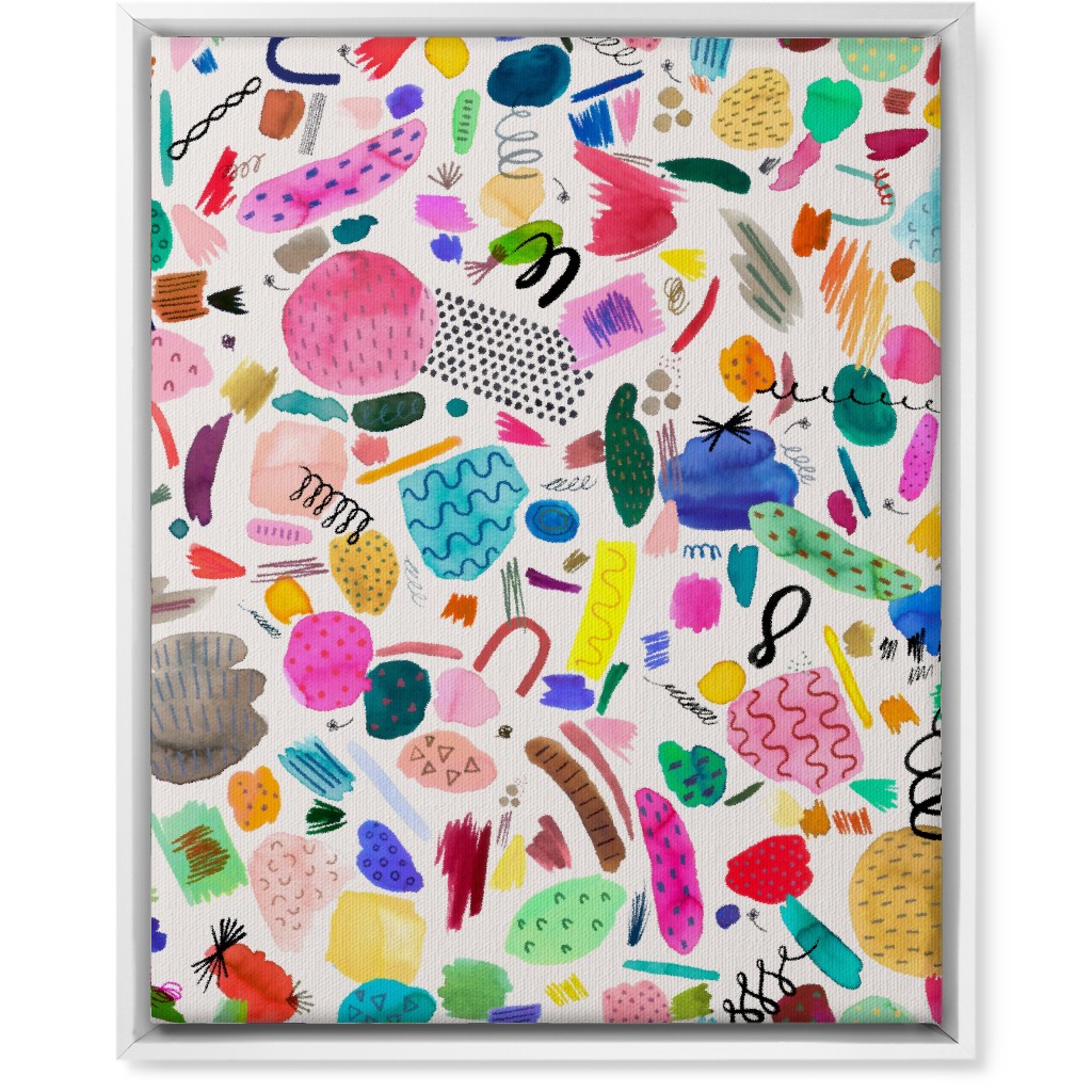 Abstract Marks and Scribbles - Multi Wall Art, White, Single piece, Canvas, 16x20, Multicolor