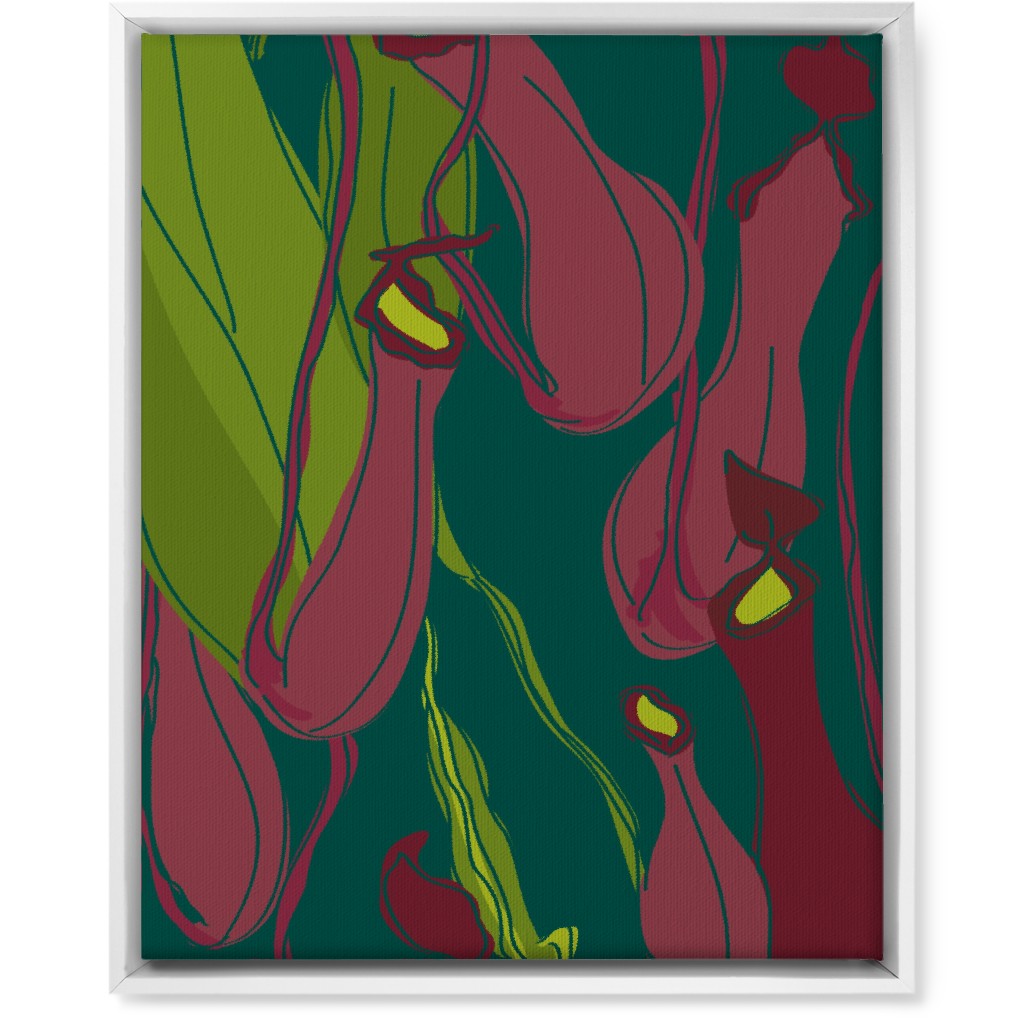 Hanging Nepenthes Carnivorous Pitcher Plants - Multi Wall Art, White, Single piece, Canvas, 16x20, Green, Classic Green