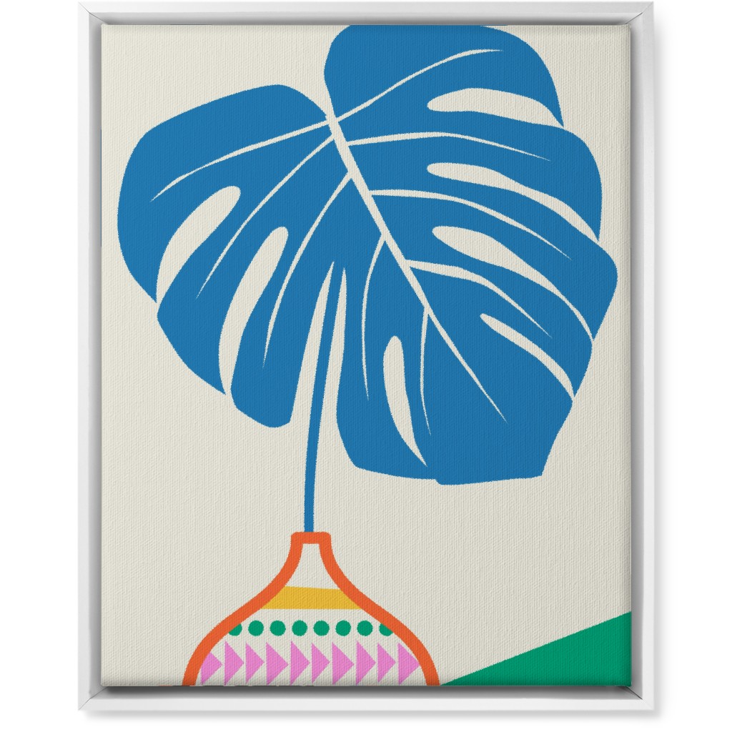 Monstera Leaf in Vase - Multi Wall Art, White, Single piece, Canvas, 16x20, Multicolor