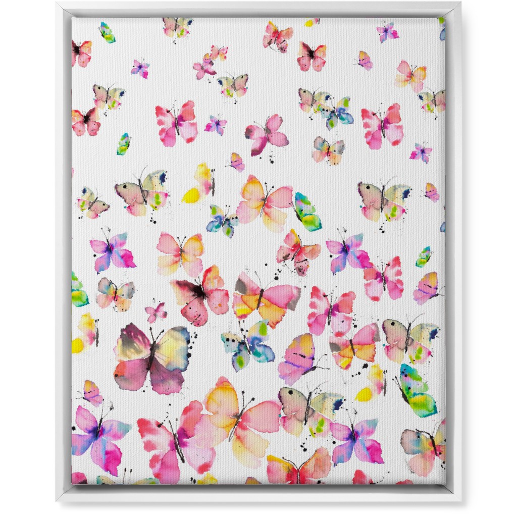 Watercolor Spring Butterflies - Multi Wall Art, White, Single piece, Canvas, 16x20, Multicolor