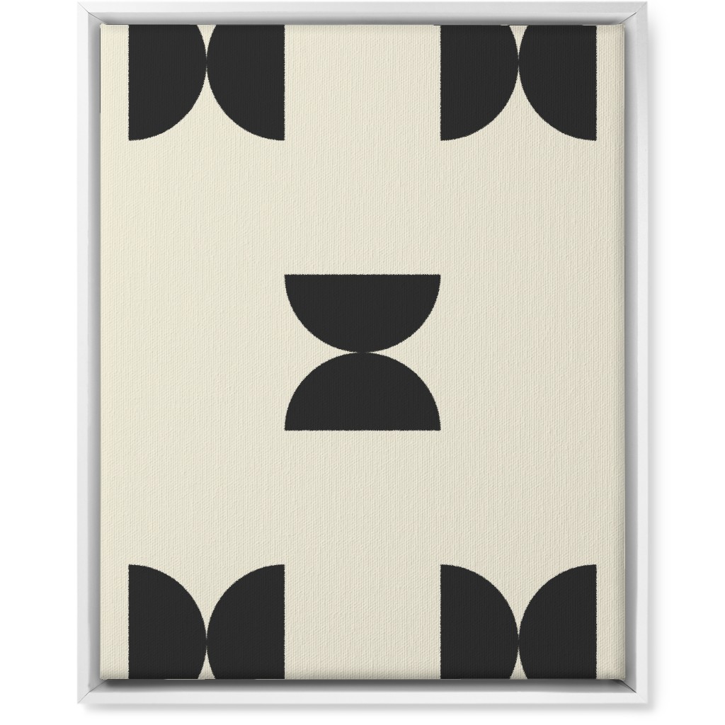 Minimal Geometric Abstract Bauhuas - Cream and Black Wall Art, White, Single piece, Canvas, 16x20, Beige, Pearl