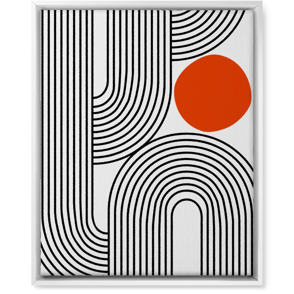 Rising Sun Minimal Geometric Lines Wall Art, White, Single piece, Canvas, 16x20, Red