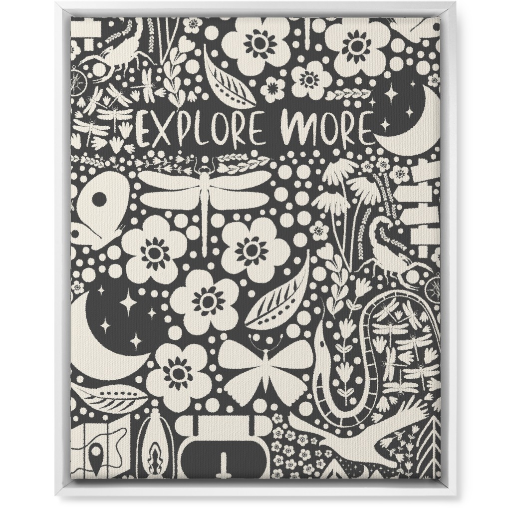 Explore More, Adventure - Black and White Wall Art, White, Single piece, Canvas, 16x20, Black