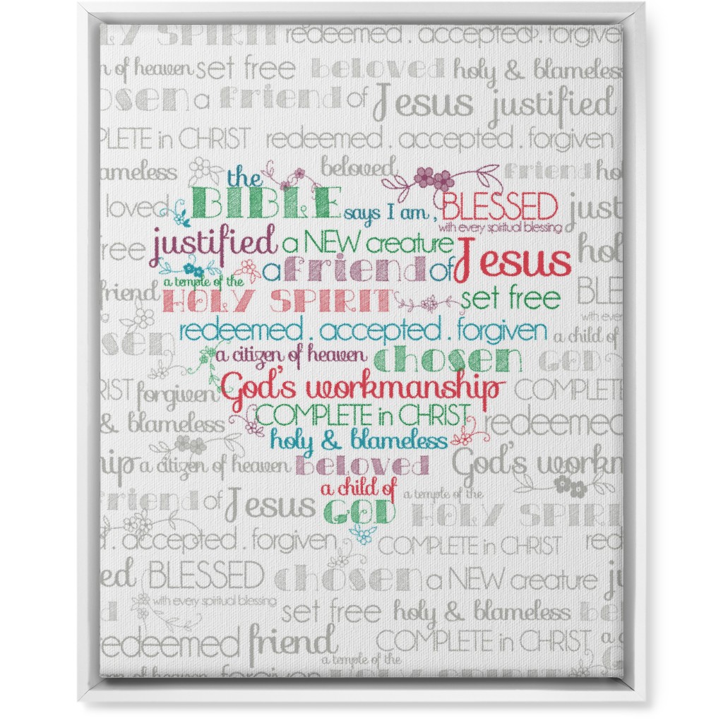 the Bible Says I Am - Multi on Neutral Wall Art, White, Single piece, Canvas, 16x20, Gray