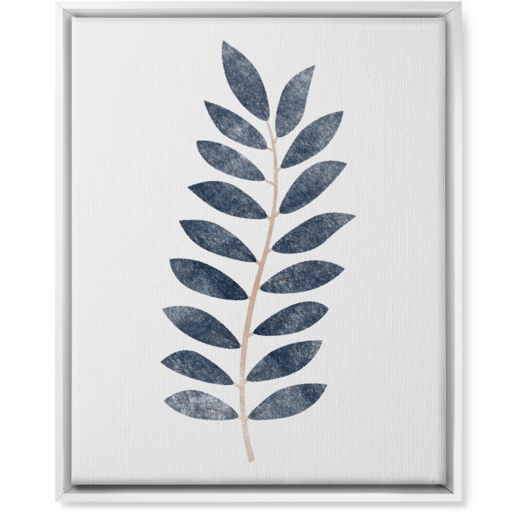 Botanical Leaf Iii Wall Art, White, Single piece, Canvas, 16x20, Blue