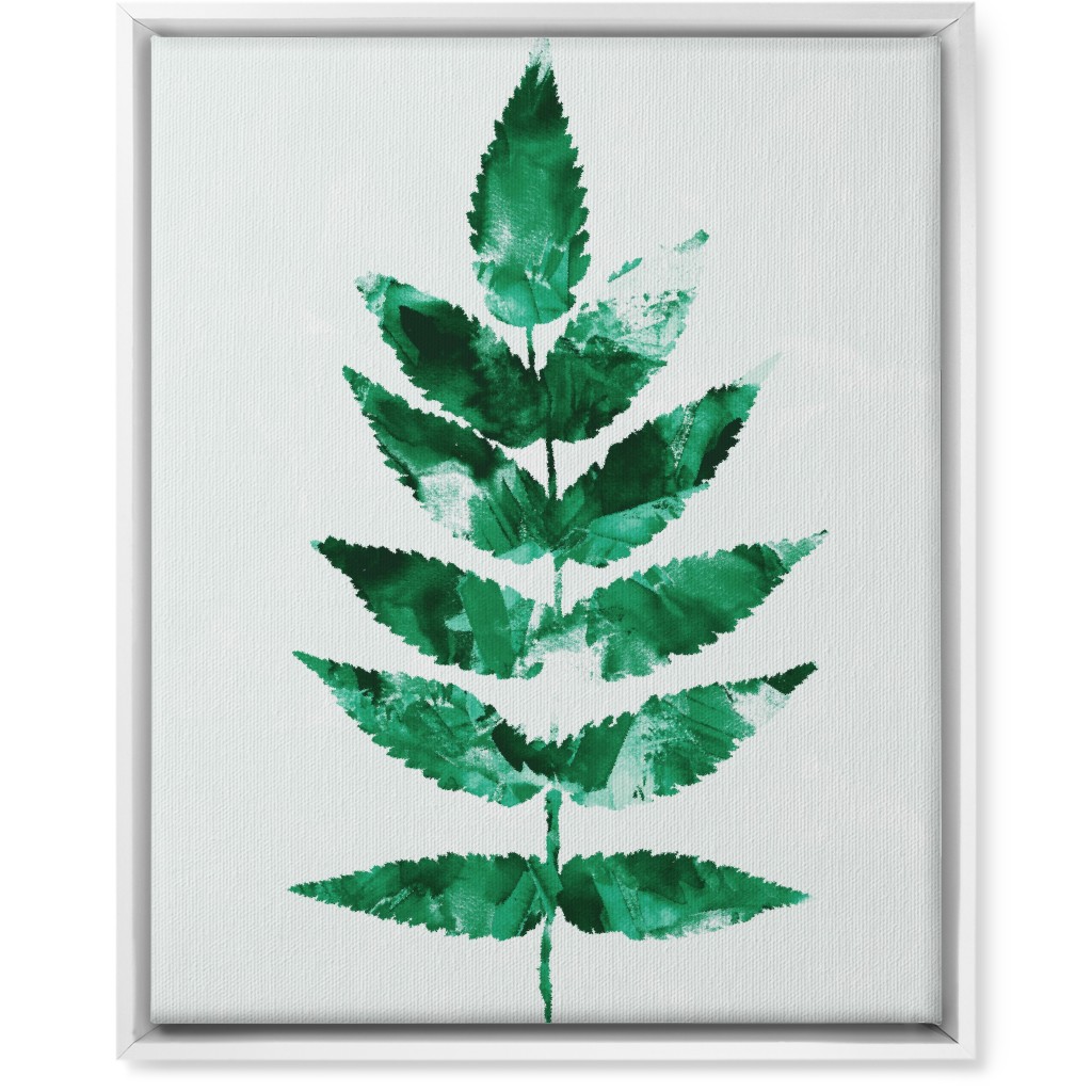 Botanical Leaf Wall Art, White, Single piece, Canvas, 16x20, Green