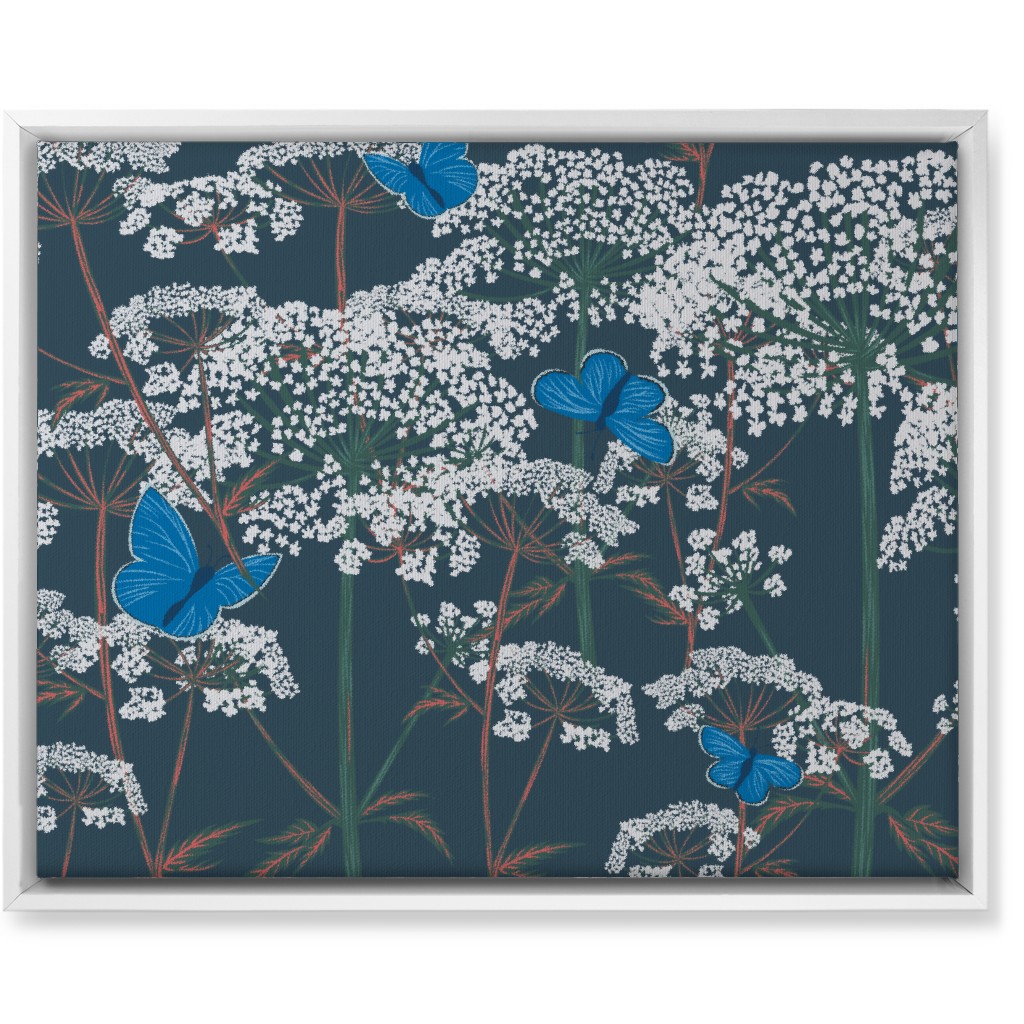 Queen Annes Lace - Green and Blue Wall Art, White, Single piece, Canvas, 16x20, Blue, True Blue