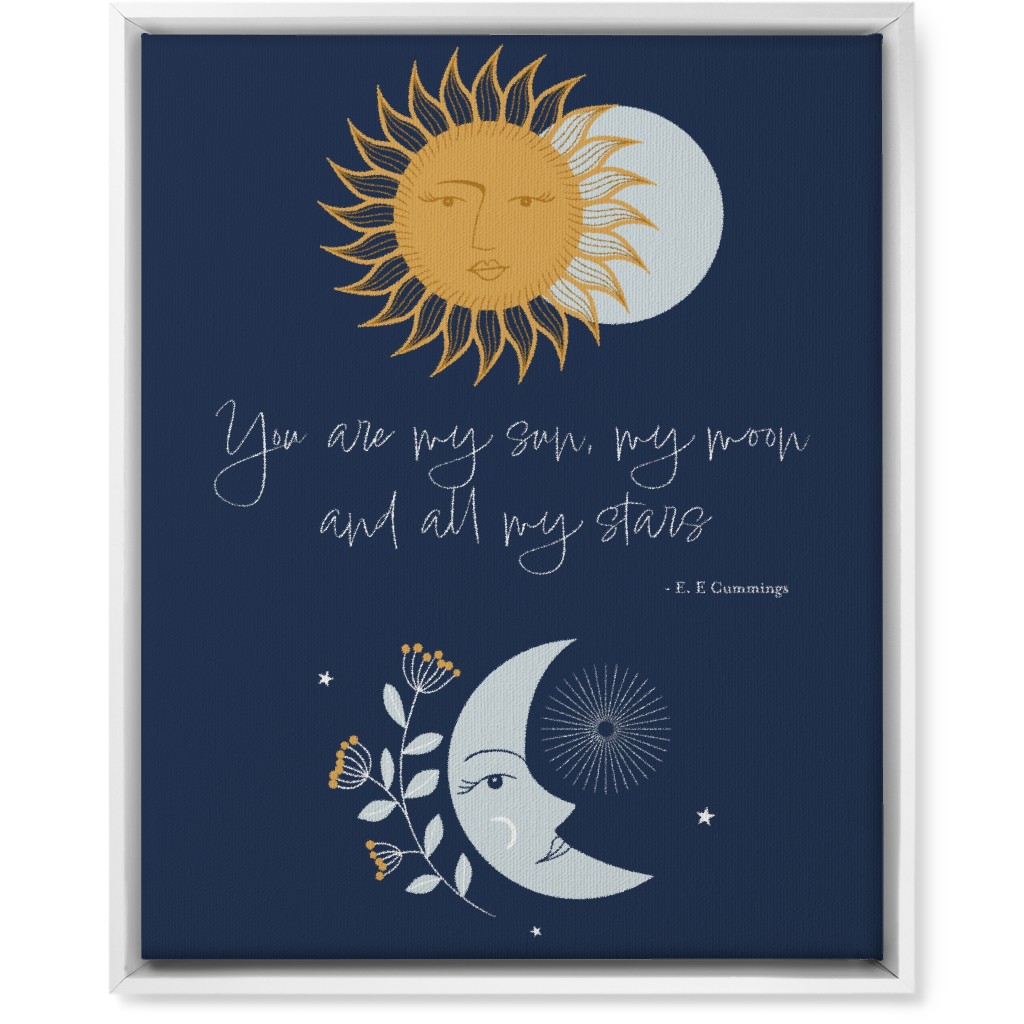 Sun and Moon Wall Art, White, Single piece, Canvas, 16x20, Blue