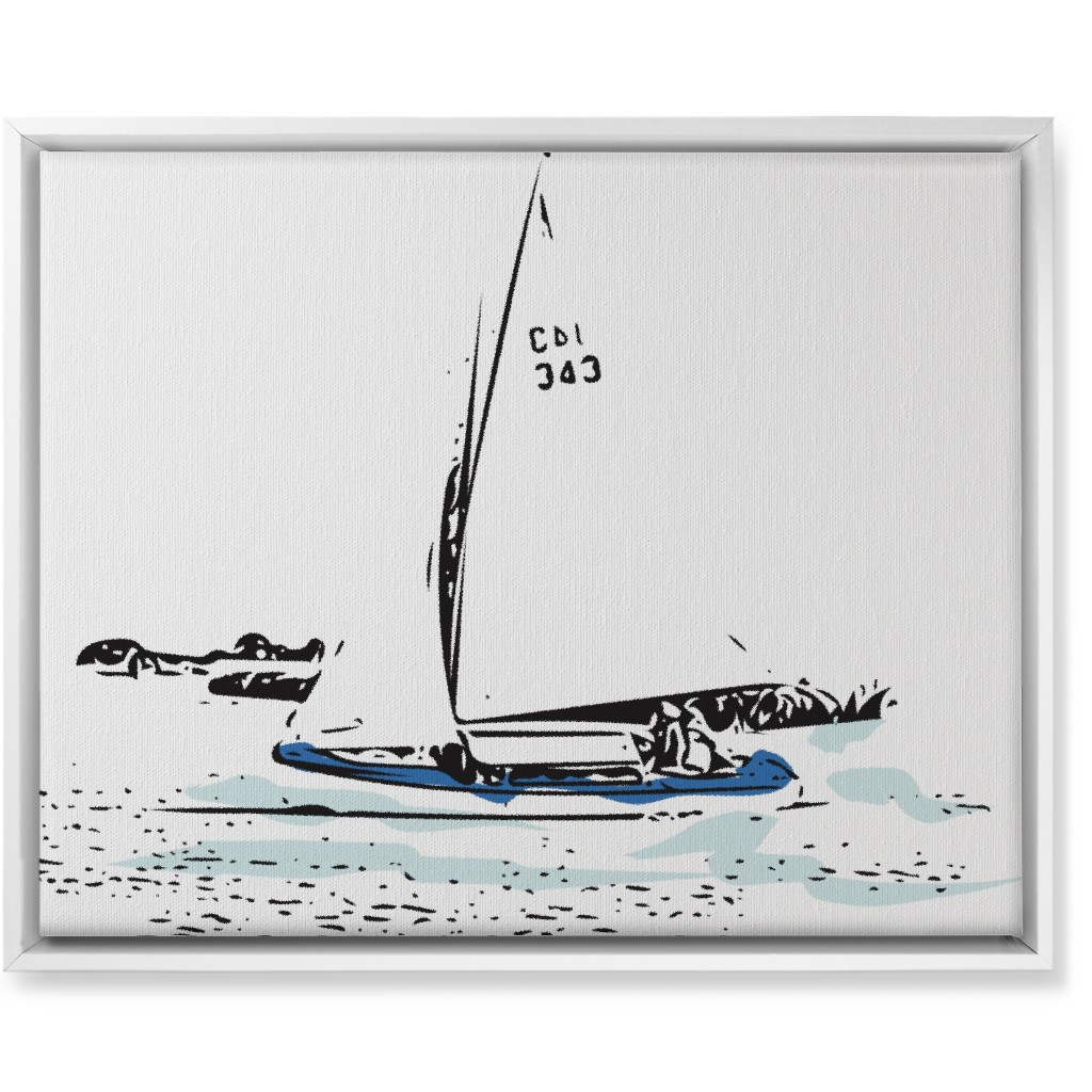 Sailing - White and Blue Wall Art, White, Single piece, Canvas, 16x20, White