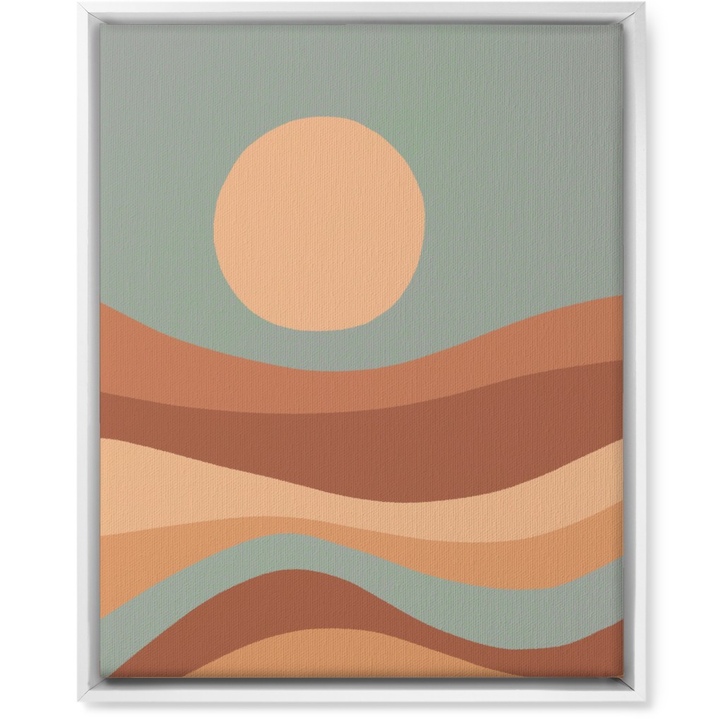 Tropical Seaside Sunrise With Waves - Blue and Orange Wall Art, White, Single piece, Canvas, 16x20, Multicolor