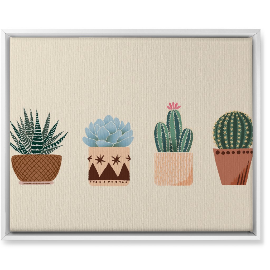 Cactus and Succulent Plants - Neutral Wall Art, White, Single piece, Canvas, 16x20, Beige, Pearl