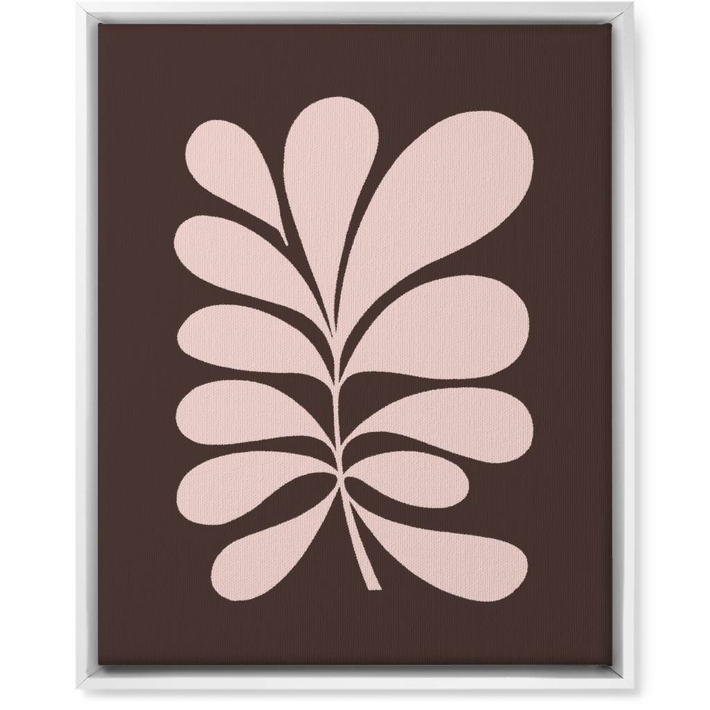 Minimal Foliage - Brown and Pink Wall Art, White, Single piece, Canvas, 16x20, Brown, Brown