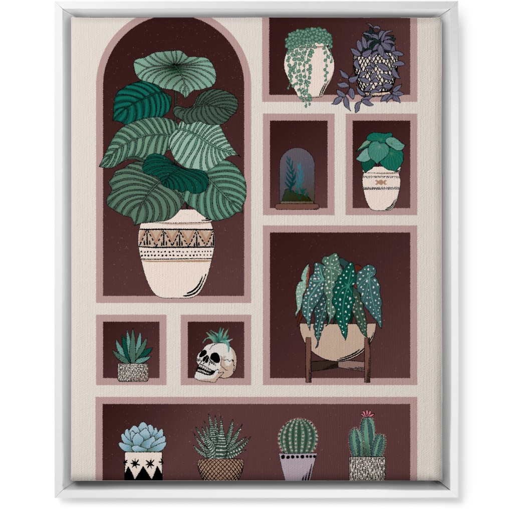 Neatly Arranged Indoor Plants - Neutral Wall Art, White, Single piece, Canvas, 16x20, Multicolor