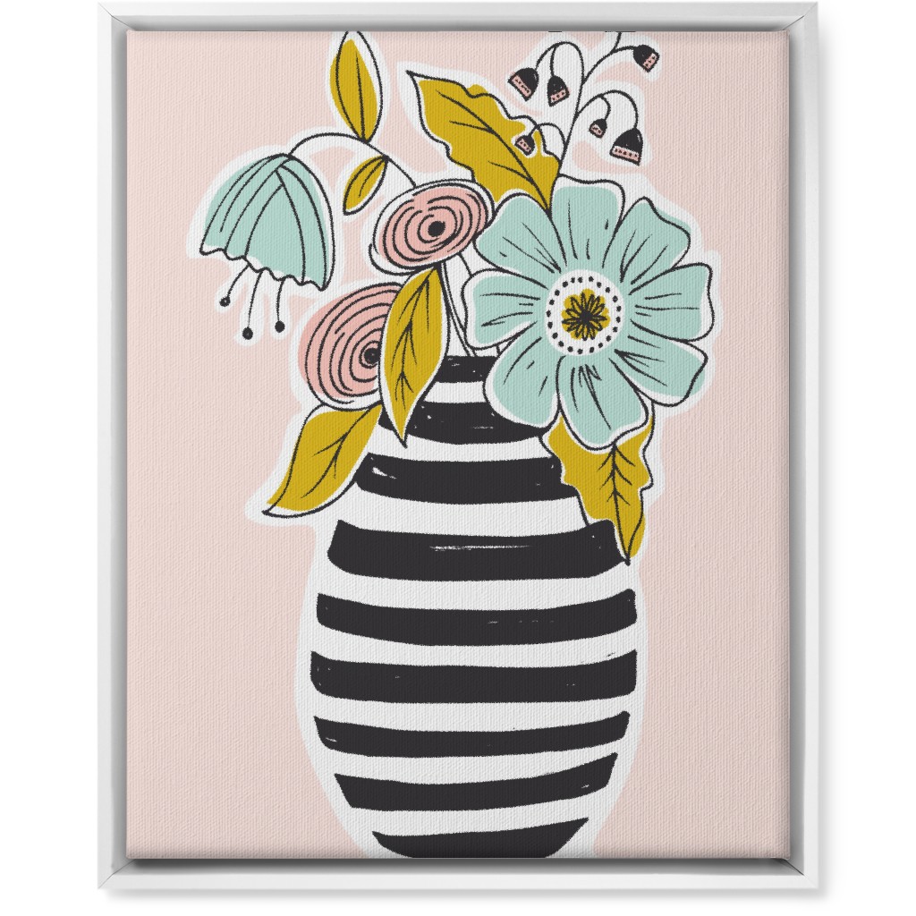 Summer Floral Vase Wall Art, White, Single piece, Canvas, 16x20, Multicolor