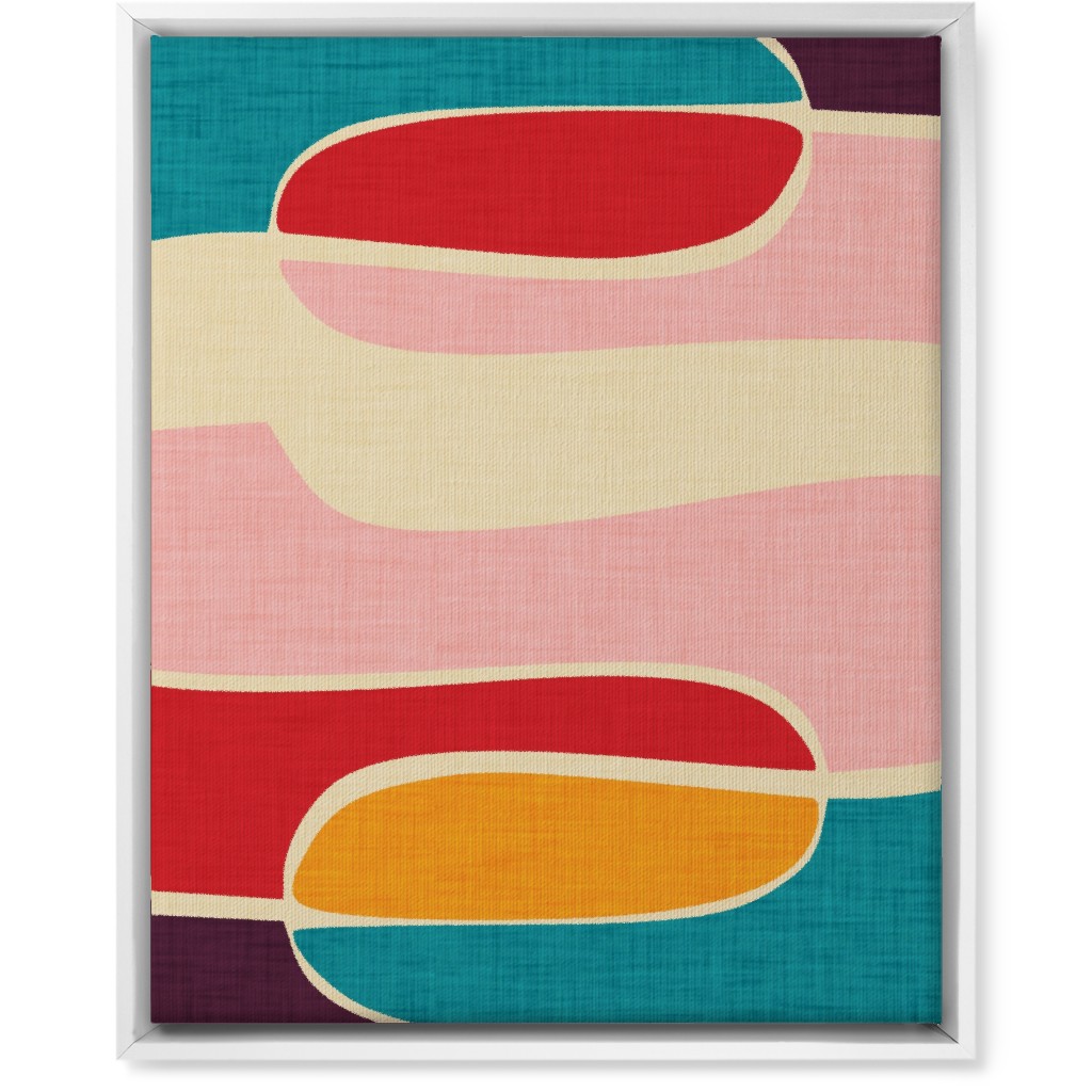 Mid Century Mod Retro Waves - Multi Wall Art, White, Single piece, Canvas, 16x20, Multicolor