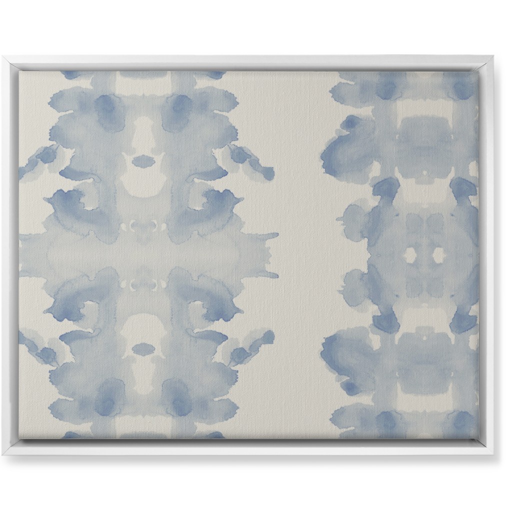 Double Inkblot - Light Blue and Cream Wall Art, White, Single piece, Canvas, 16x20, Blue