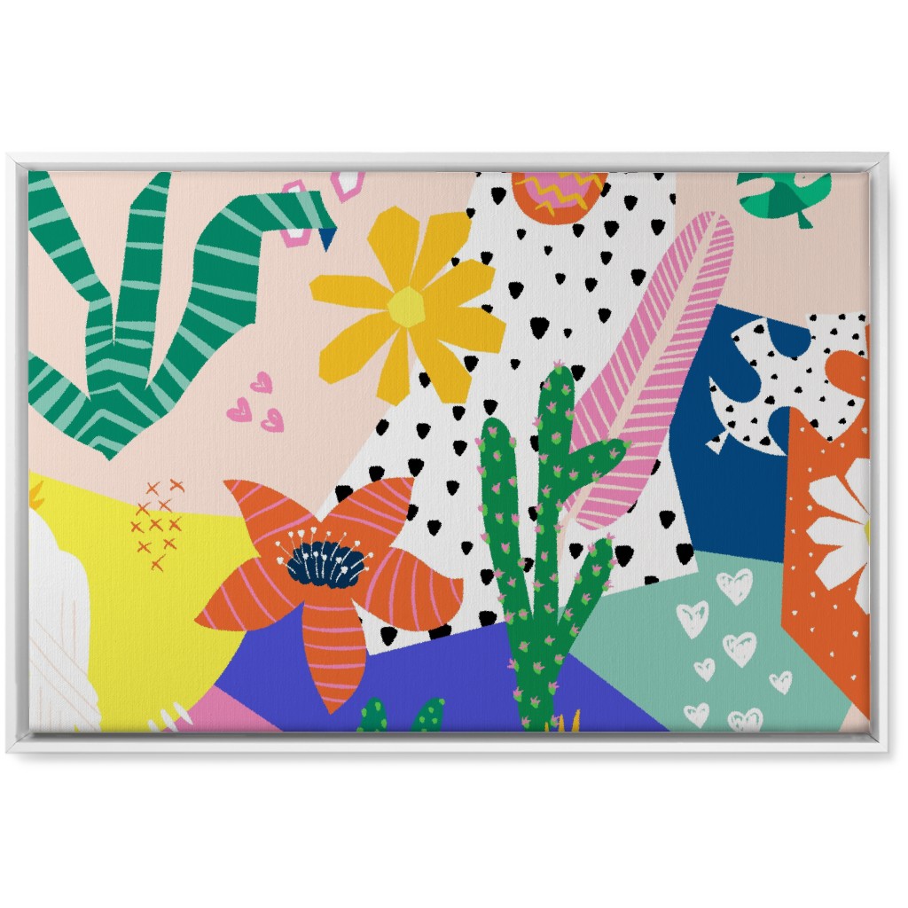 Tropical Birds Collage Wall Art, White, Single piece, Canvas, 20x30, Multicolor