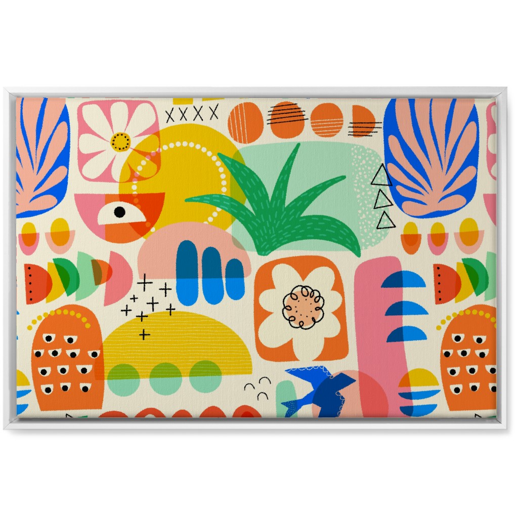 Abstract Shapes Collage - Multi Wall Art, White, Single piece, Canvas, 20x30, Multicolor