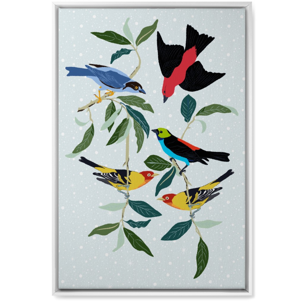 Colorful World of Tanagers Wall Art, White, Single piece, Canvas, 20x30, Multicolor